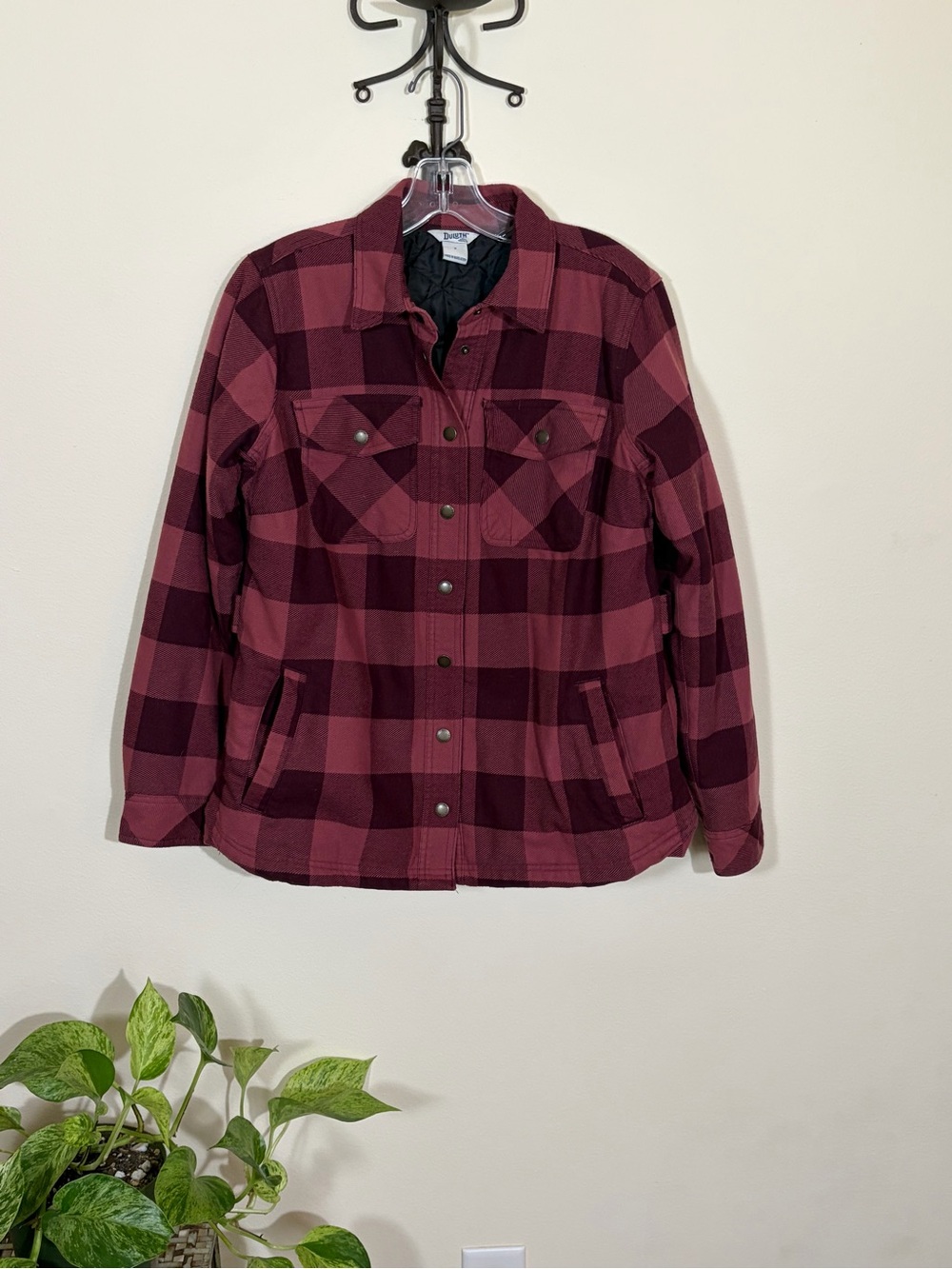 Duluth Trading Co Burgundy Plaid Utility Jacket
